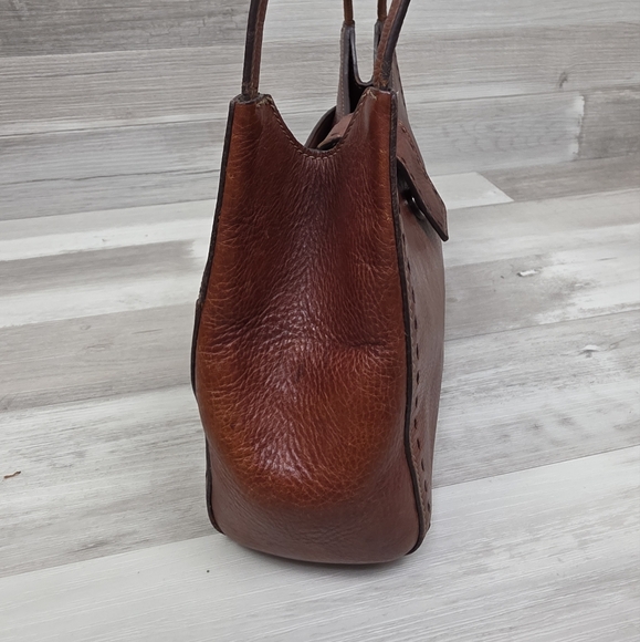 Vintage FOSSIL Red Brown Leather Shoulder Bag ZB9094 - Picture 4 of 16